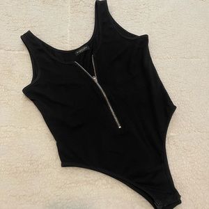 One piece bodysuit with front zipper